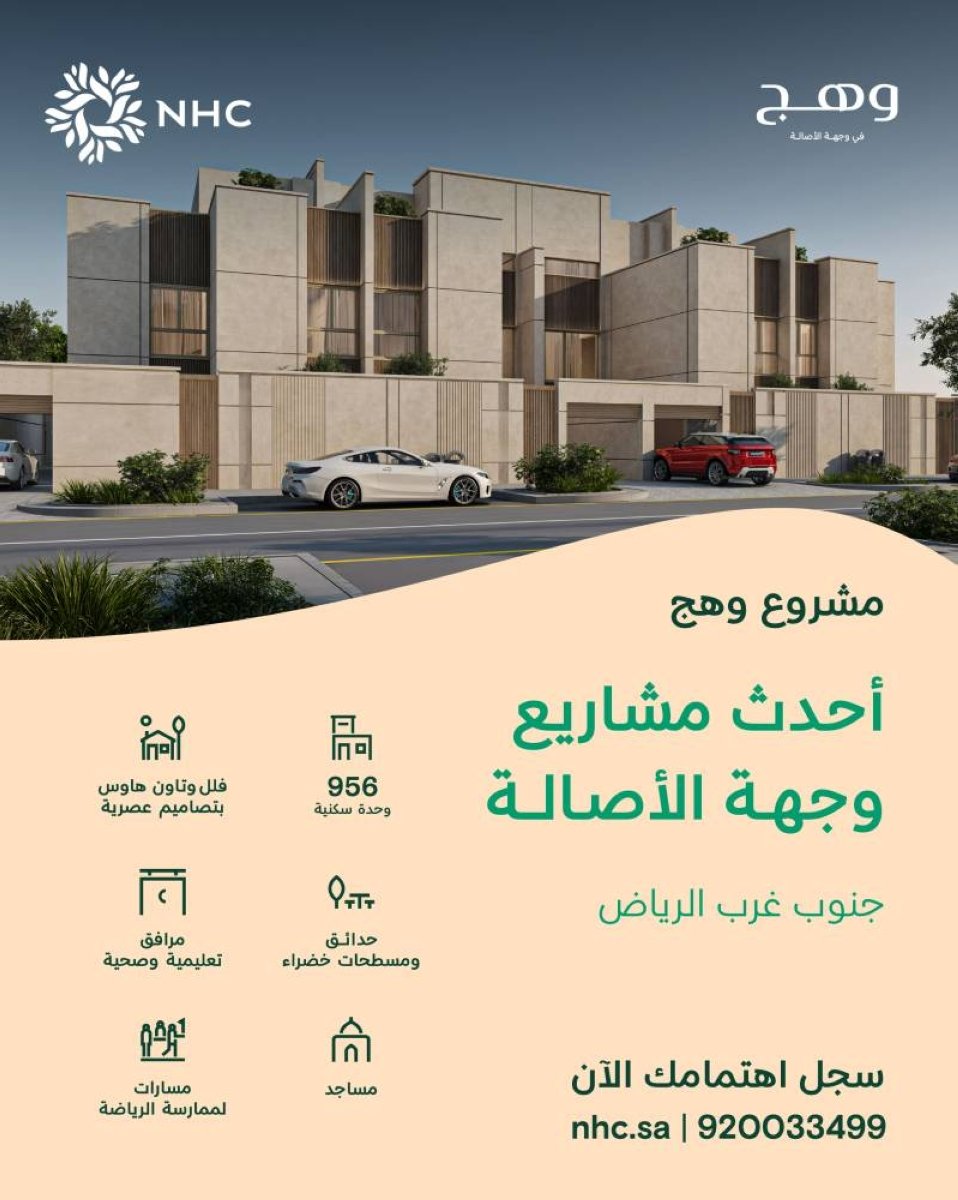 «NHC» تعلن إتاحة تسجيل الاهتمام في مشروع «وهج» ضمن وجهة الأصالة بالرياض