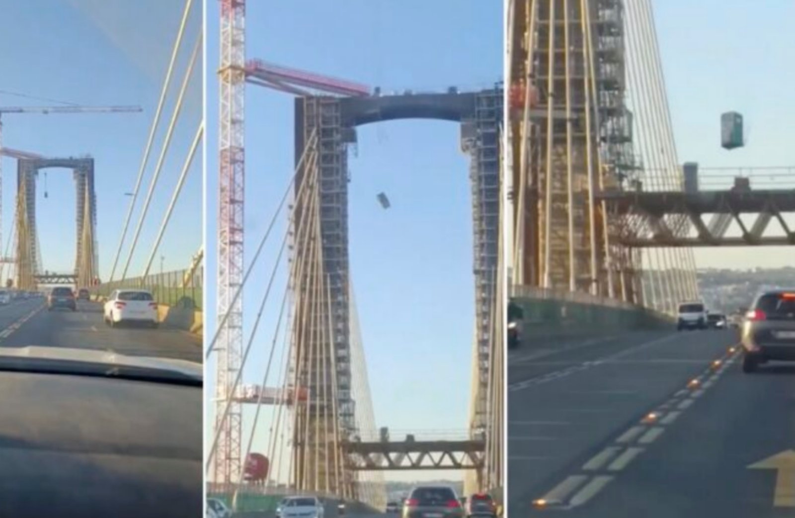 إسبانيا: سقوط مرحاض متنقل من جسر على طريق مزدحم (فيديو)