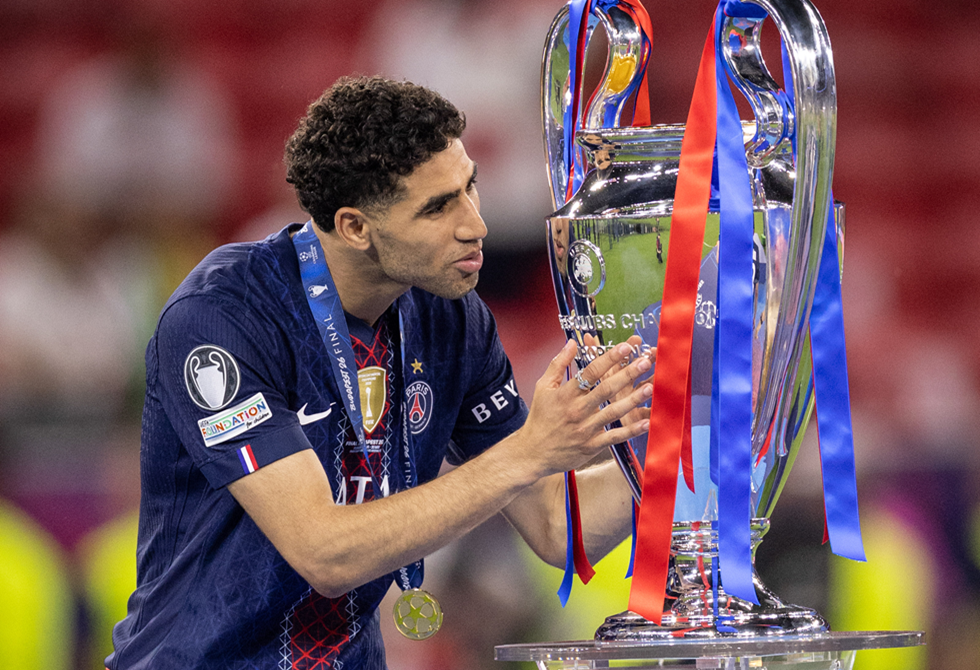 رد فعل مبابي بعد تتويج حكيمي مع باريس سان جيرمان بلقب دوري أبطال أوروبا