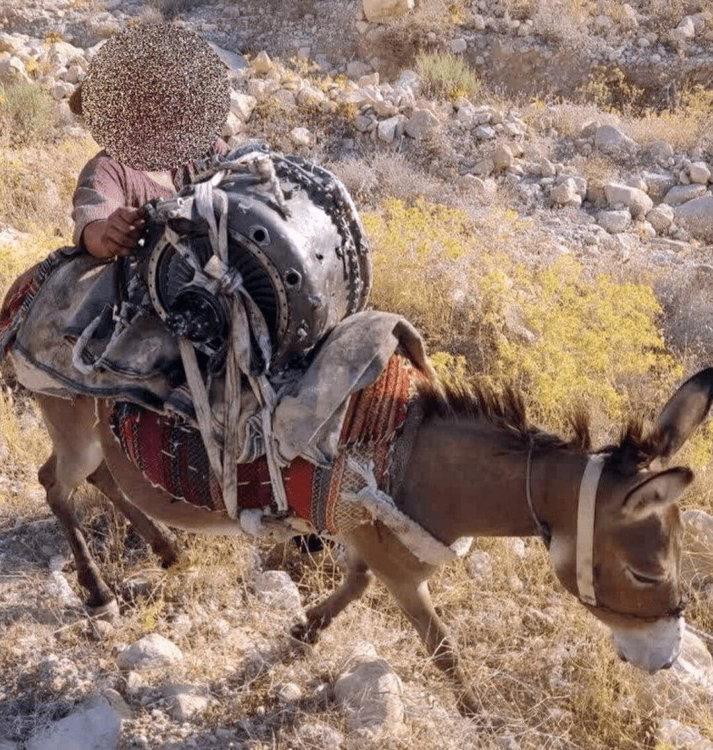 إيران.. لقطات توثق نقل حطام طائرة أمريكية مسيرة إلى أسفل الجبل بمساعدة حمار! (صور)