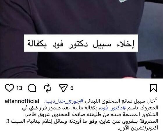 لبنان.. إخلاء سبيل "دكتور فود" في ملف زوجته وترقب مثوله أمام الجنايات بقضية مخدرات